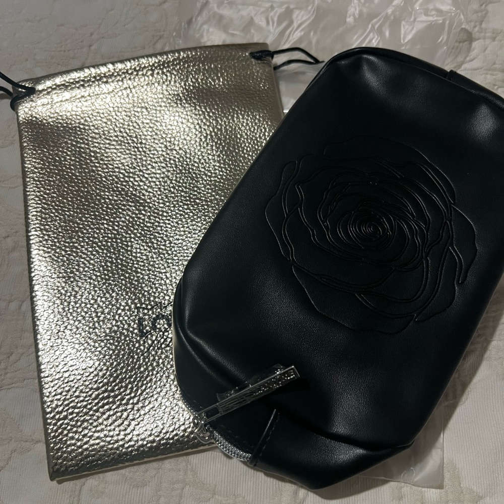 MAC Cosmetics and Lancôme makeup bag